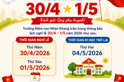 THÔNG BÁO NGHỈ LỄ 30/4- 1/5