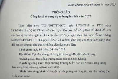 Thông báo công khai bổ sung dự toán ngân sách năm 2025